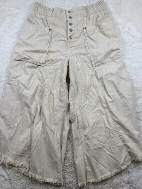 We The Free Sun Setter Pull-On Jeans Wide Legs Smoke Waistband Frayed Hem XL